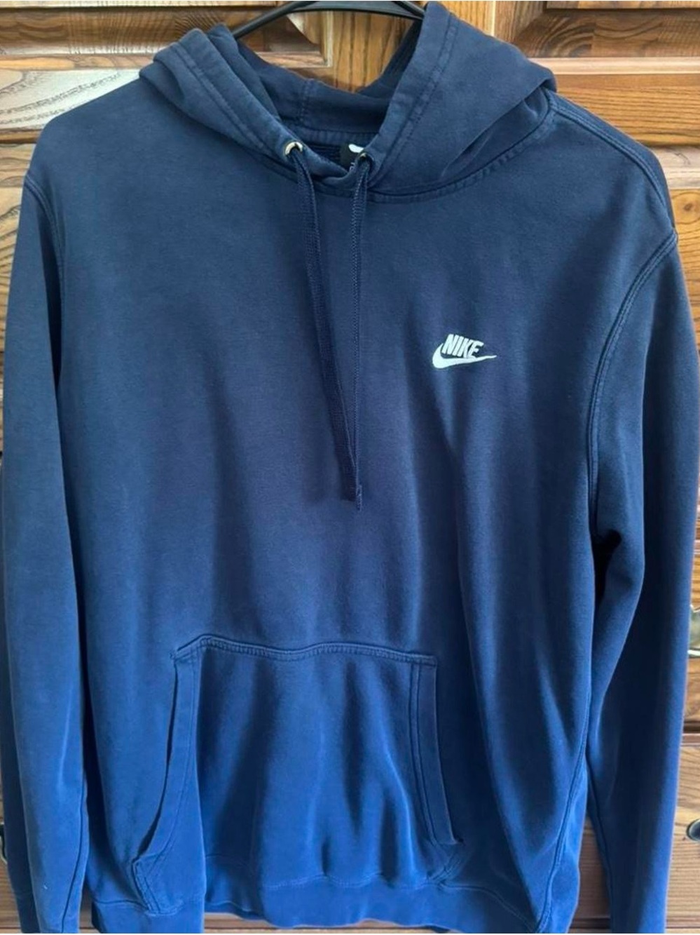 Nike Navy Blue Pullover Hoodie with White Swoosh